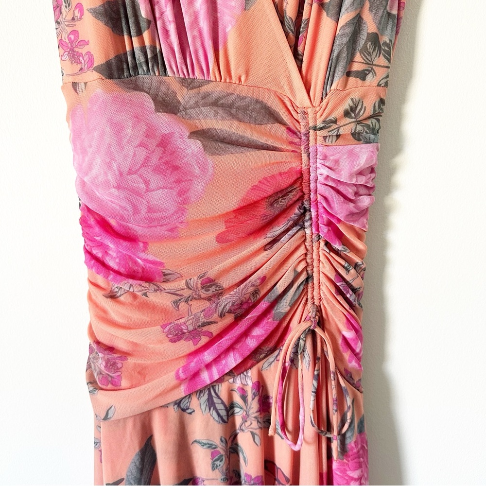 Maeve by Anthropologie Simone Floral Midi Dress Orange Pink XS NWT - Picture 7 of 12